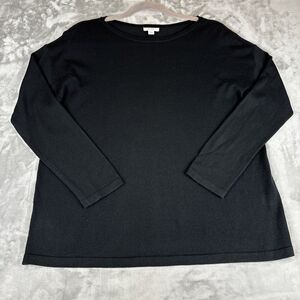 J. Jill 100% Merino Wool Sweater Womens Small Black Crew Neck Lightweight (1009)